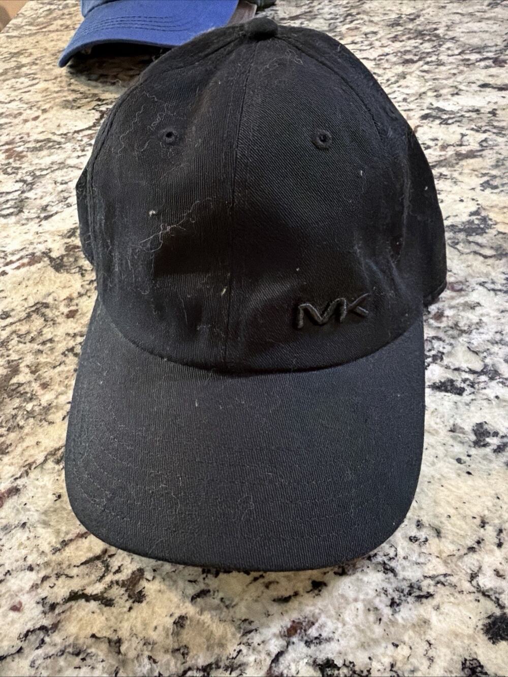 Michael Kors Black MK Logo Monogram Strap Back Baseball Cap Hat New